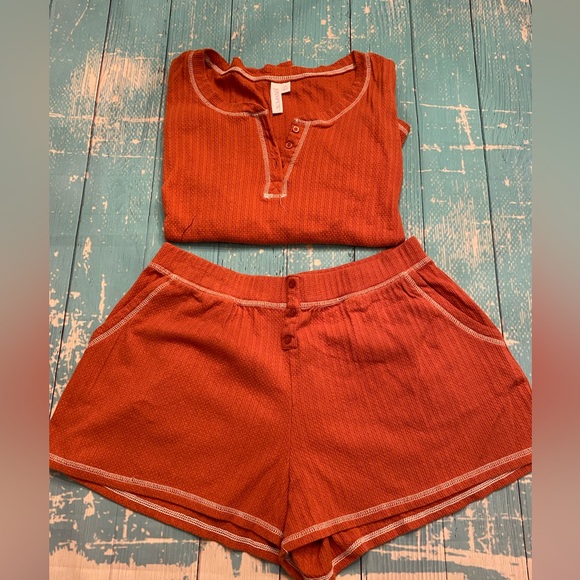 Textured Rust Pajama Set - Picture 1 of 15